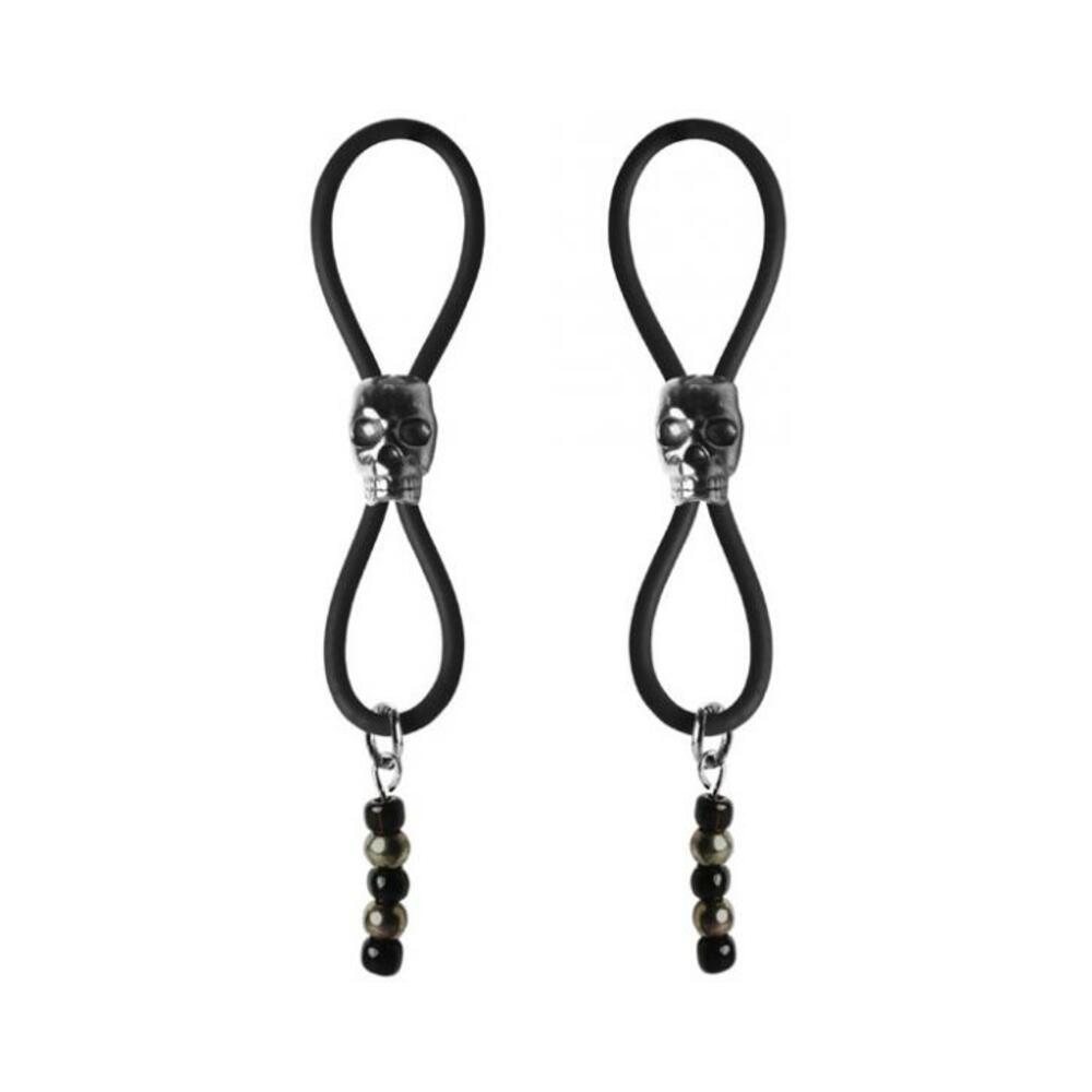 Bijoux De Nip Nipple Halos Black Skull Slider Black Silver