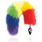 Rainbow Foxy Tail  Fur Tail With Stainless Steel Butt Plug - Image 2