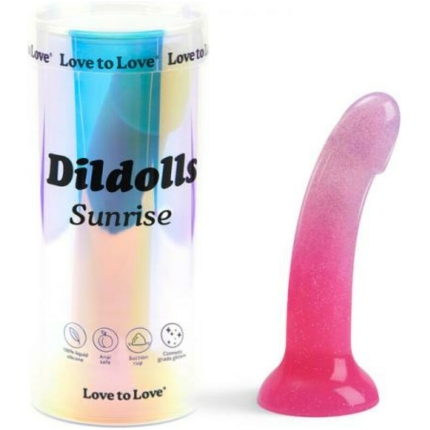 Love To Love Dildolls Sunrise  6 In. Silicone Dildo With Multicolor Star Glitter Pink/purple