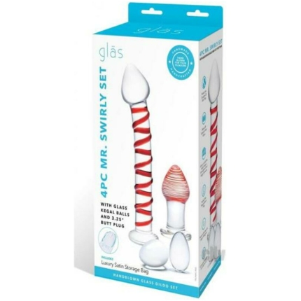 Glas Mr. Swirly Set With Glass Kegal Balls And 3.25 In. Buttplug
