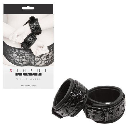 Sinful Wrist Cuffs - Black