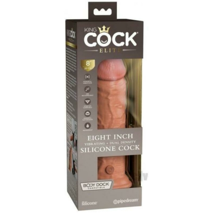 King Cock Elite Vibrating Silicone Dual-density Cock 8 In. Tan