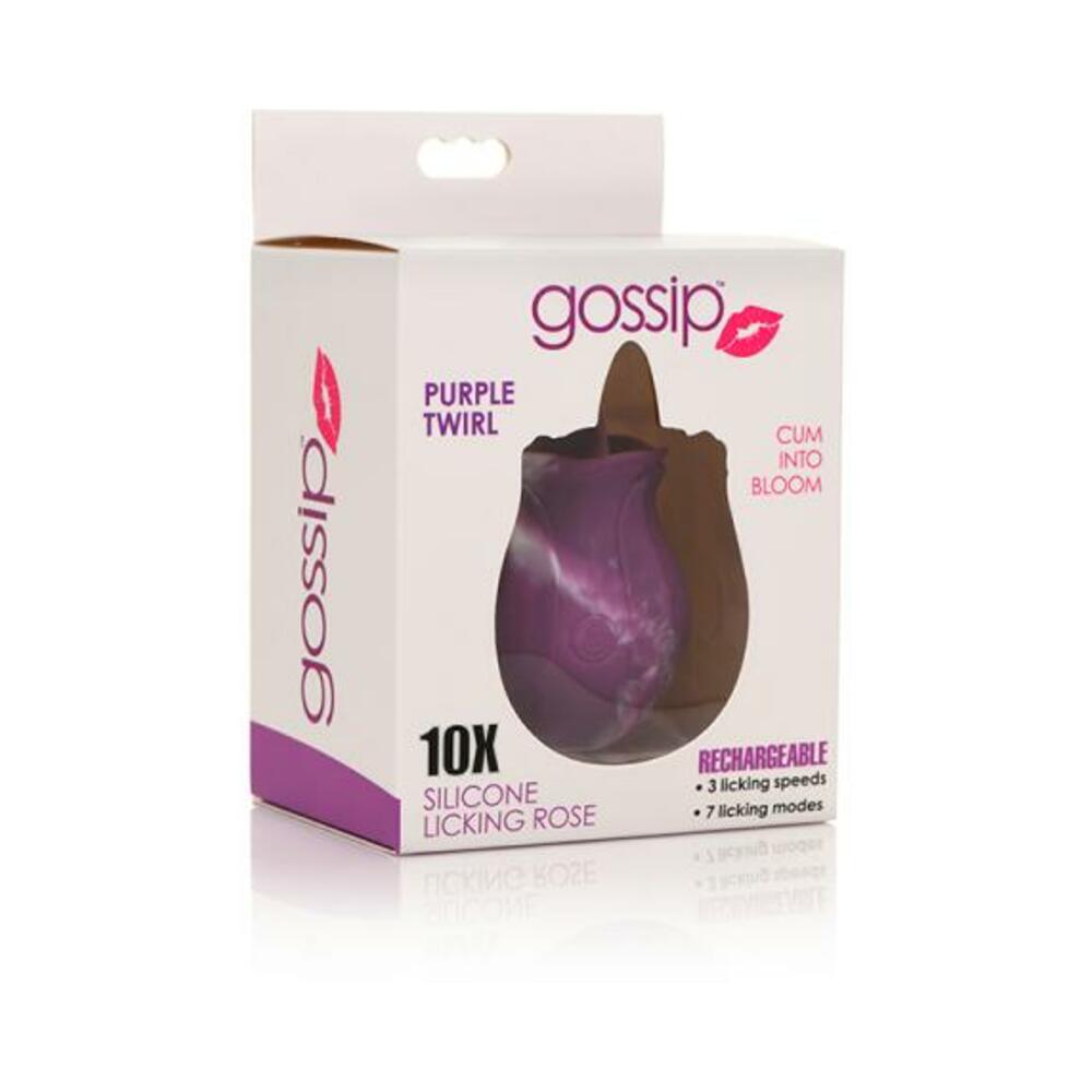 Gossip Tongue Tickler 10 Function Rechargeable Silicone Licking Rose Purple