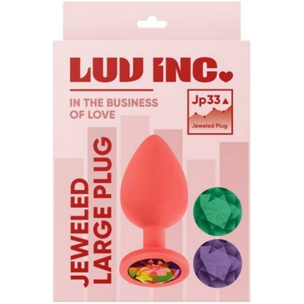 Luv Inc Jp33 Jeweled Large Plug With 3 Stones Coral