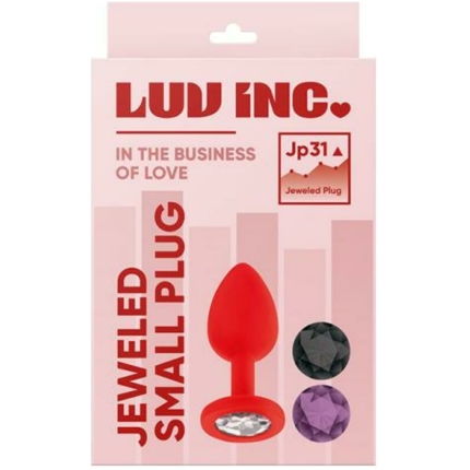 Luv Inc Jp31 Jeweled Small Plug With 3 Stones Red