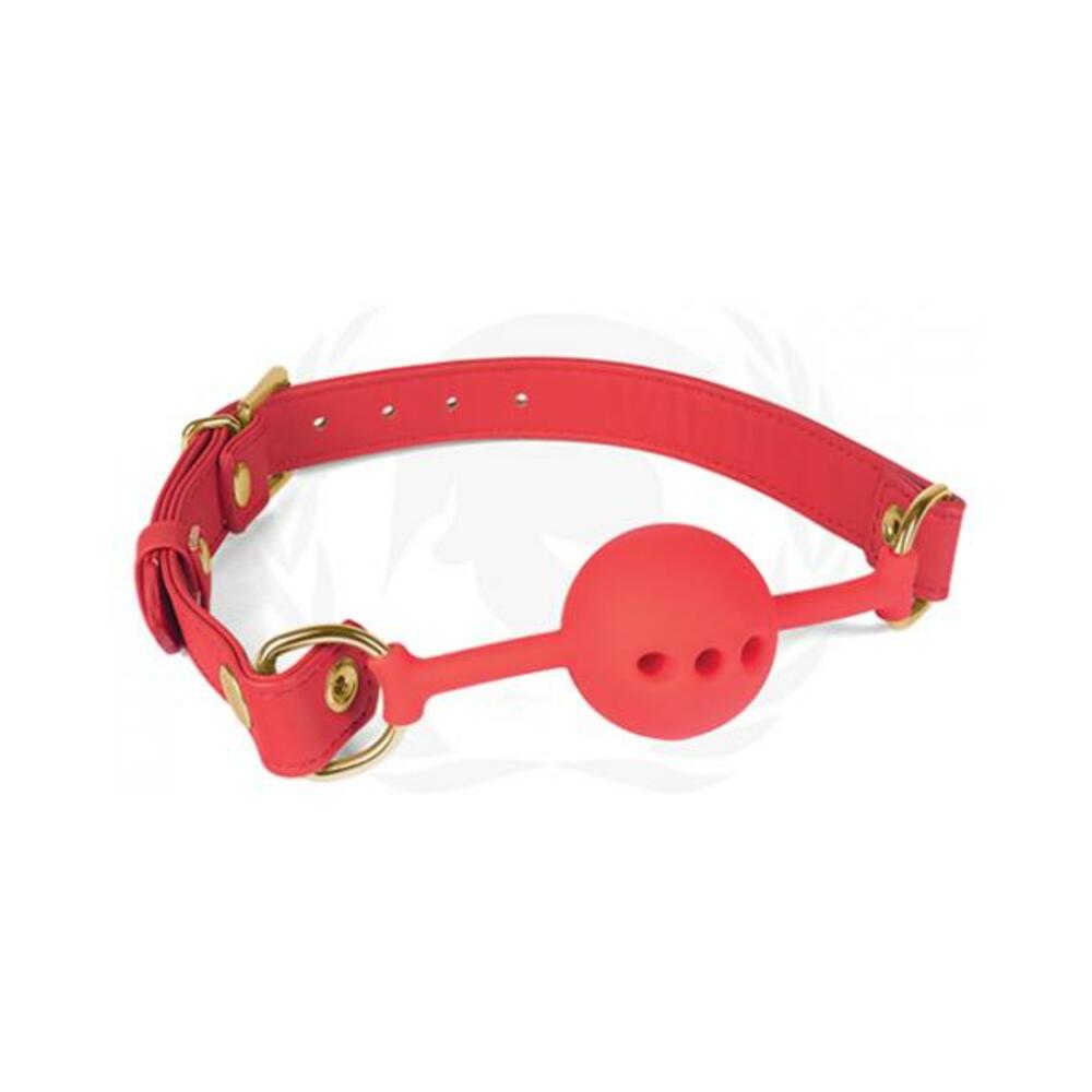 Spartacus 46 Mm Red Silicone Ball Gag With Red Pu Strap