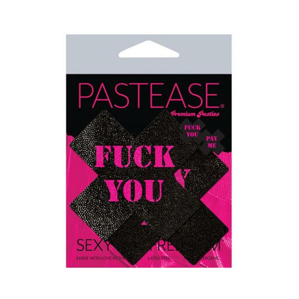 Pastease Fuck You Pay Me Cross - Black/pink O/s