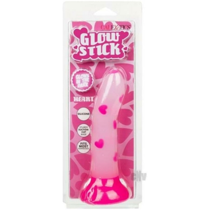 Glow Stick Heart Suction Cup Glow-in-the-dark Dildo - Pink