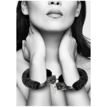 Ouch! Black & White Beginner Pleasure Furry Wrist Cuffs With Quick-release Button