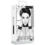 Ouch! Black & White Velcro Collar With Leash And Wrist Cuffs With Adjustable Straps Black - Image 2