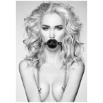 Ouch! Black & White Breathable Ball Gag With Nipple Clamps Black