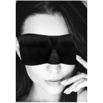 Ouch! Black & White Satin Curvy Eye Mask With Elastic Straps Black