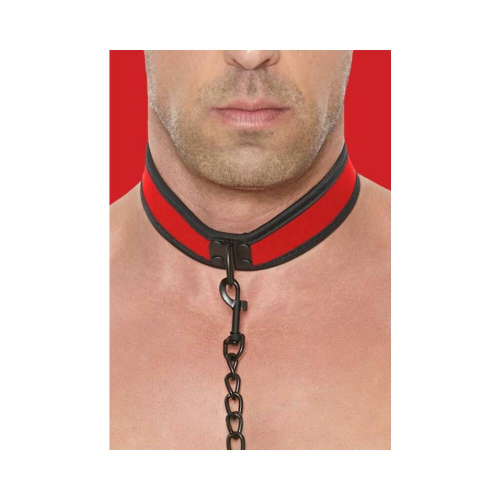 Ouch Neoprene Collar W/leash Red