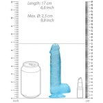 Realrock Crystal Clear Realistic Dildo With Balls 6 In. Blue - Image 3