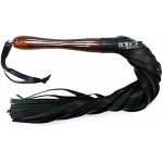 Rouge Leather Wooden Handle Flogger Black