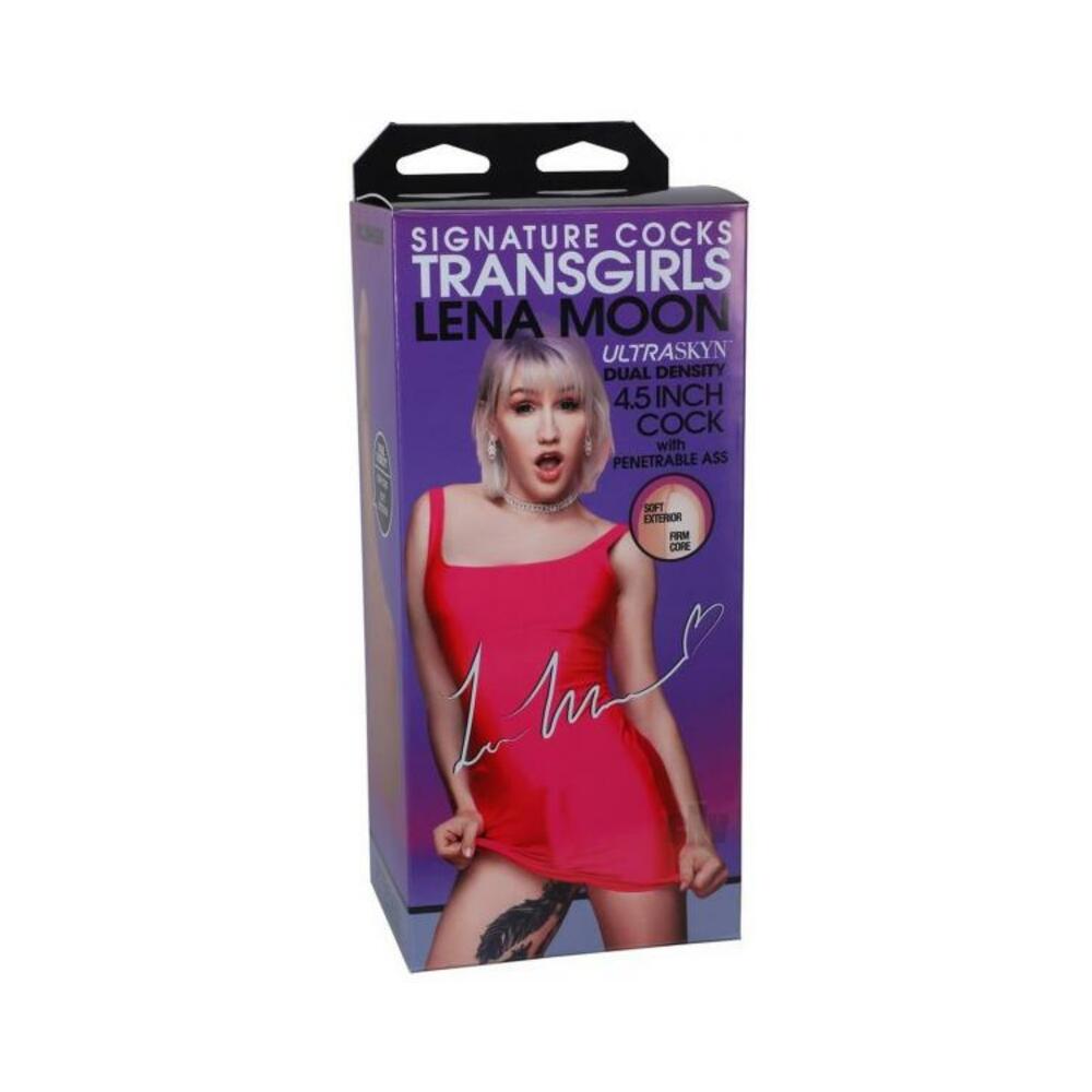 Signature Cocks Transgirls Lena Moon Ultraskyn Dual Density 4.5 In. Cock With Penetrable Ass Beige