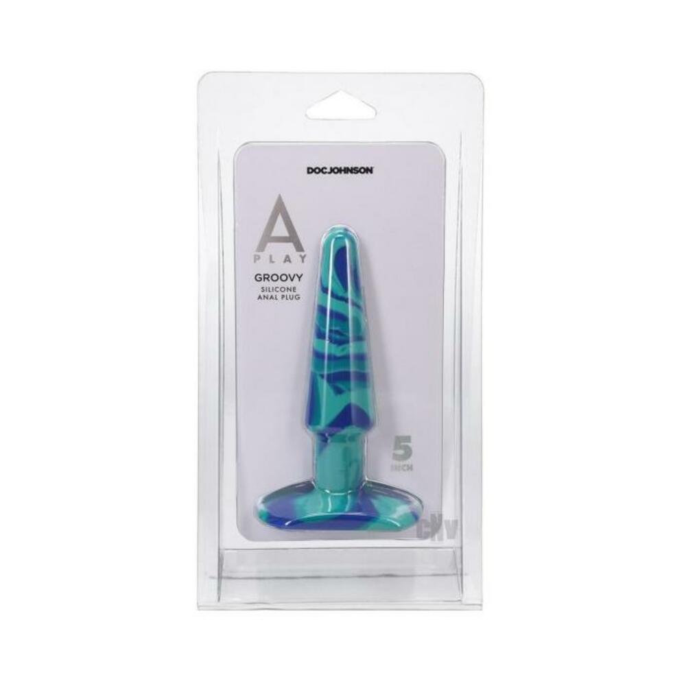 A-play Groovy 5 In. Silicone Anal Plug Ocean