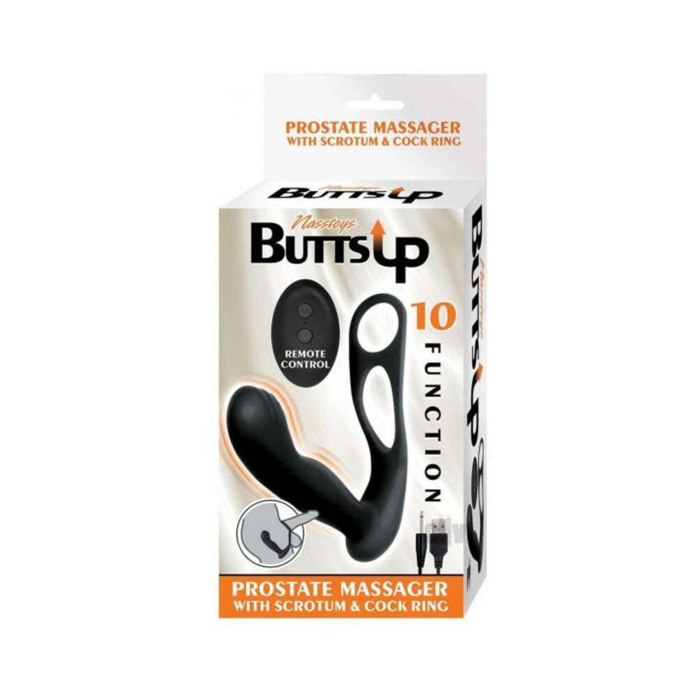 Butts Up Prostate Massager With Scrotum & Cock Ring Black