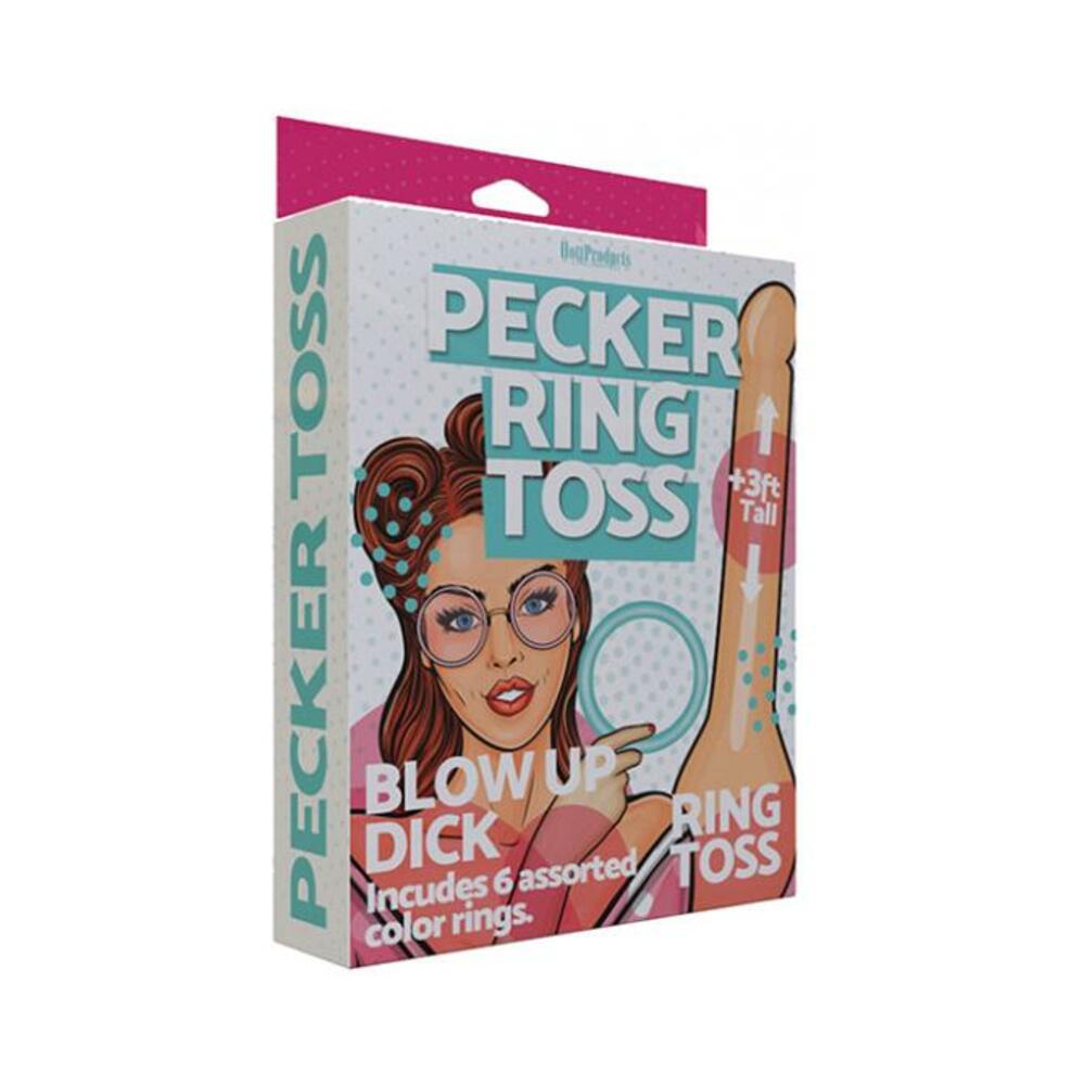 Inflatable Pecker Ring Toss - 3'. 6 Assorted Color Rings Included.