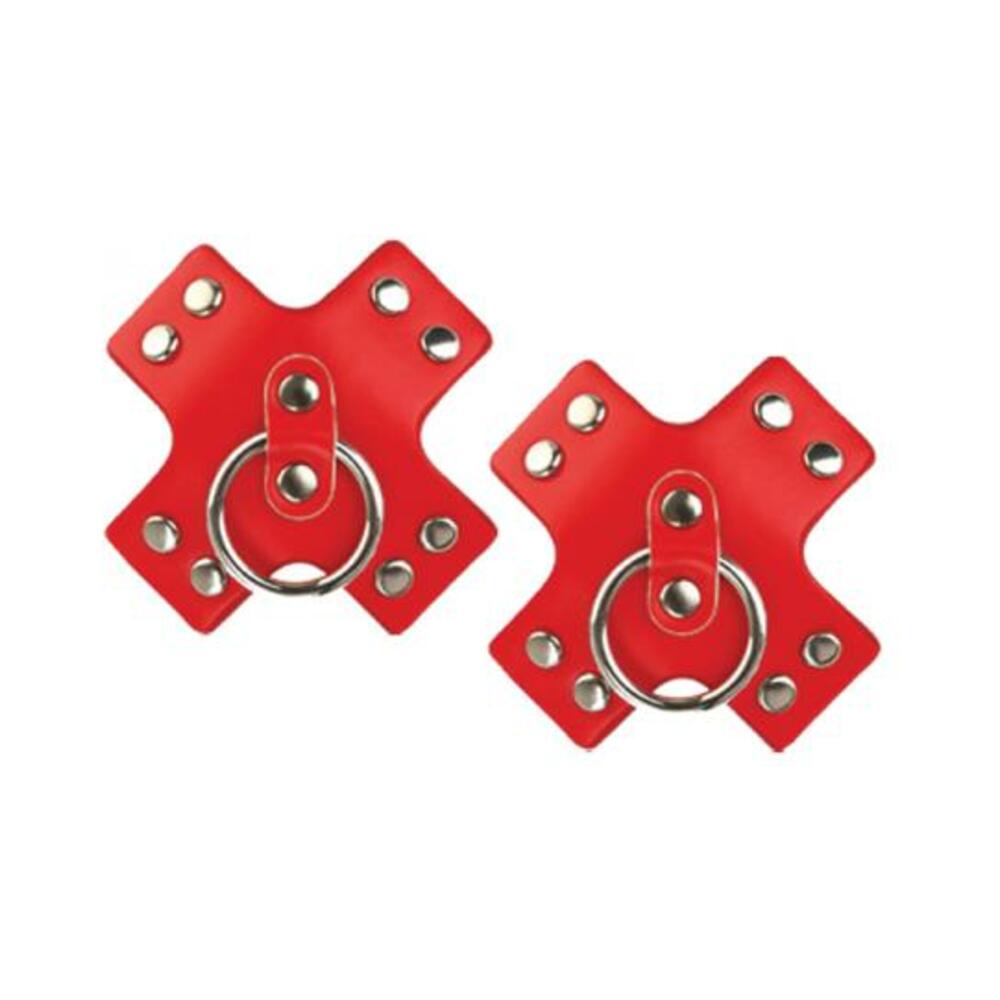 Nipplicious Seducer Leather Pasties With Ring Red