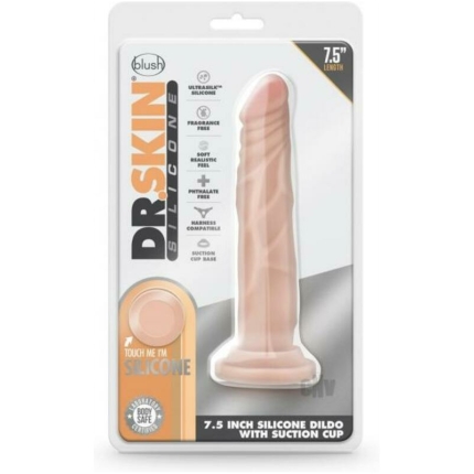 Dr. Skin Dr. Carter Dong With Suction Cup Silicone 7 In. Vanilla