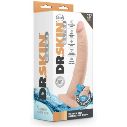 Dr. Skin Glide 7.5" Self-lubricating Dildo Vanilla