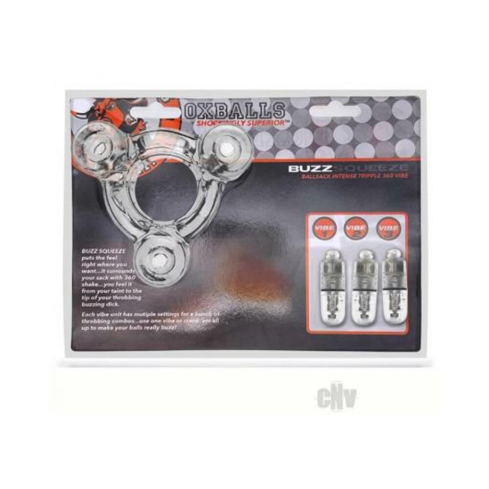 Oxballs Buzz Squeeze Triple-vibe Ballstretcher Flextpr Clear