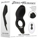 Zt Mr. Flicker Vibrating Silicone Cock Ring Black