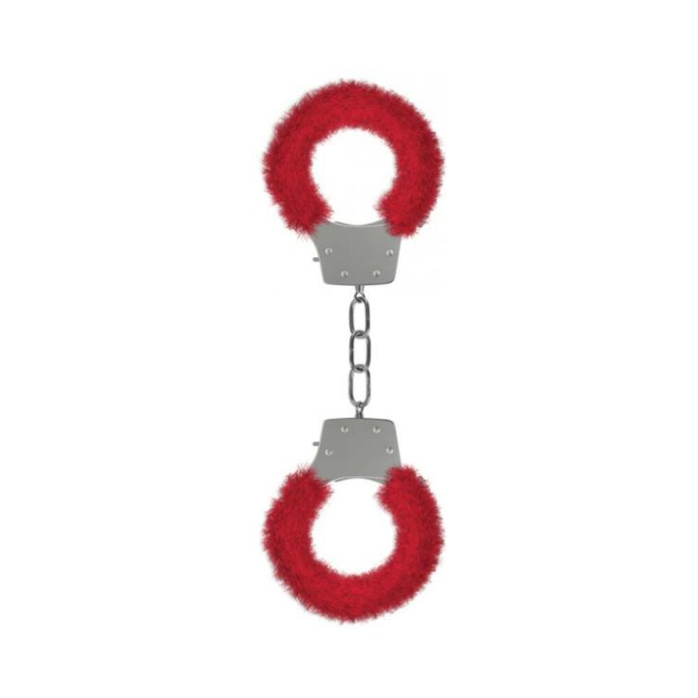 Ouch Furry Pleasure Handcuffs Red