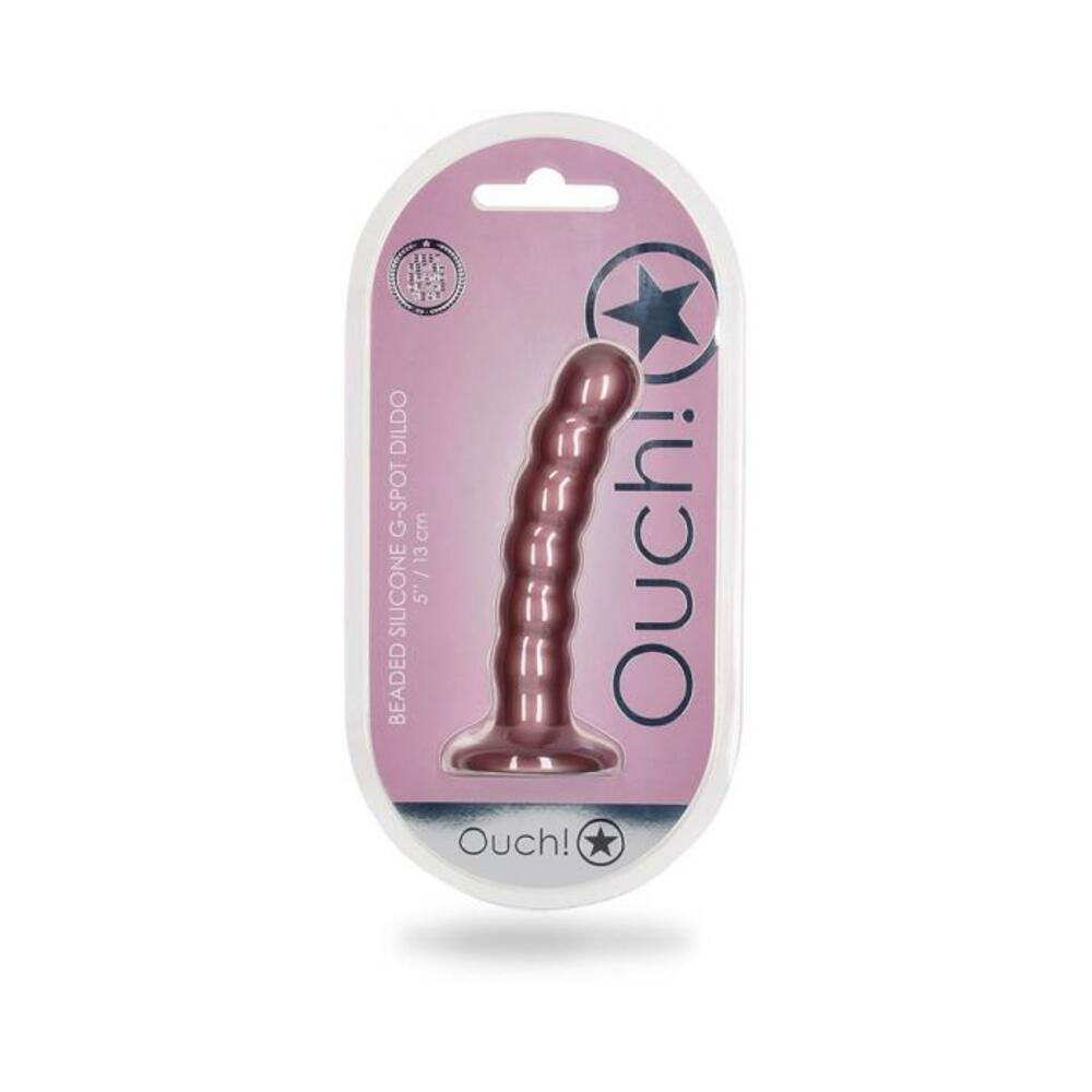 Shots Ouch! Beaded Silicone 5 In. G-spot Dildo Rose Gold