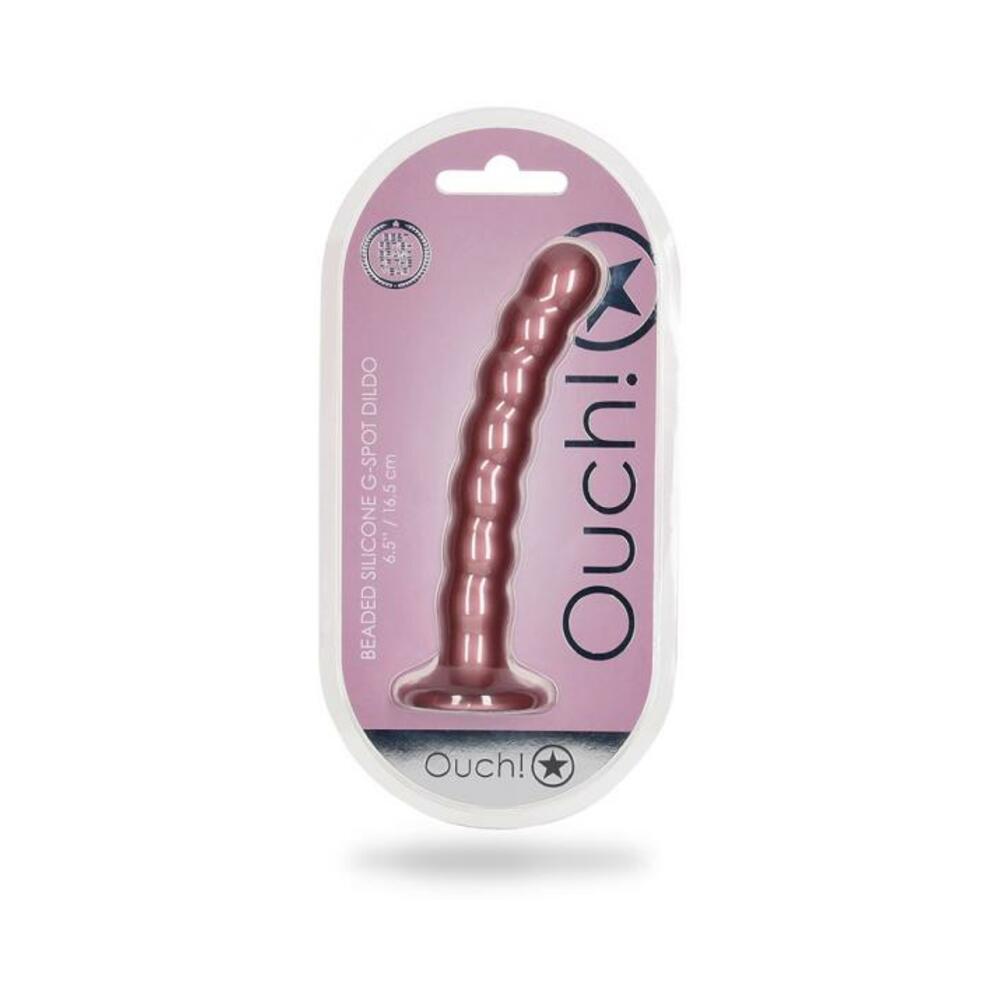 Shots Ouch! Beaded Silicone 6.5 In. G-spot Dildo Rose Gold