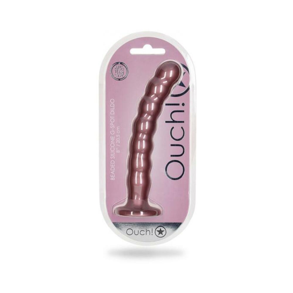 Shots Ouch! Beaded Silicone 8 In. G-spot Dildo Rose Gold