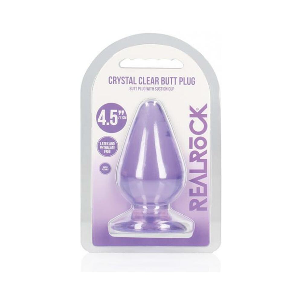 Shots Realrock Crystal Clear 4.5" Anal Plug - Purple