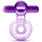 Lick It Vibrating Double Strap Cock Ring Purple