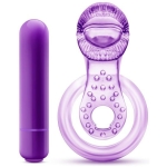 Lick It Vibrating Double Strap Cock Ring Purple - Image 2