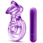 Lick It Vibrating Double Strap Cock Ring Purple - Image 3