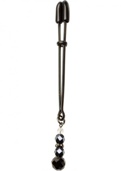 Beaded Clit Clamp With Tweezer Tip - Black