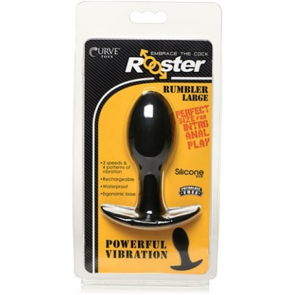 Curve Toys Rooster Rumbler Vibrating Silicone Anal Plug Large - Black
