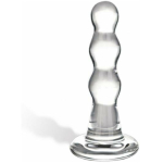 Glas Triple Play Beaded Butt Plug Clear