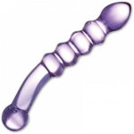 Purple Rain Ribbed Glass Dildo