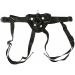 Vibrating Velvet Harness Strap On Harness Black