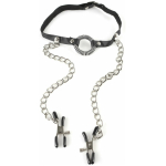 Fetish Fantasy O-Ring Gag With Nipple Clamps