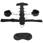 Lux Fetish Adjustable Neck & Wristraint Set Black