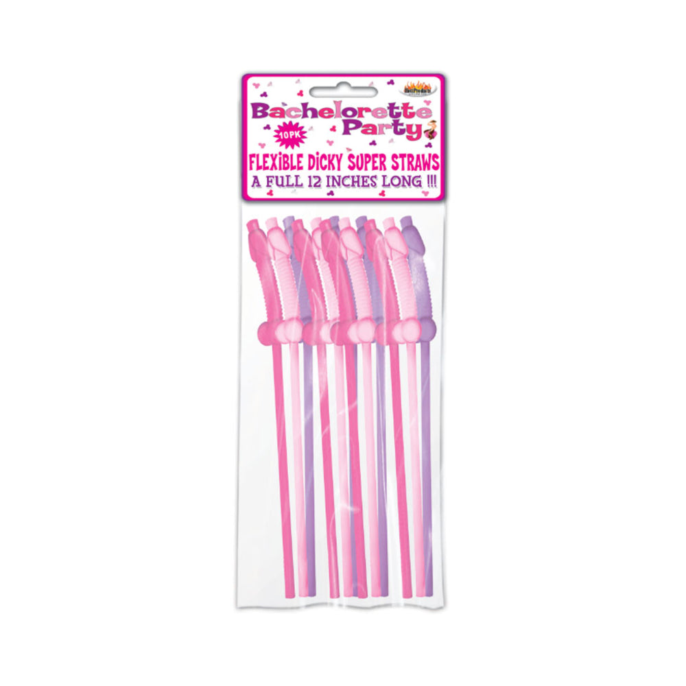 Bachelorette Party Pecker Straws Assorted Colors 10 Pack