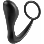 Ass-Gasm Silicone Cockring Plug - Black - Image 2
