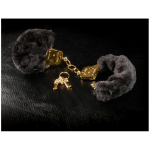 Deluxe Furry Cuffs Black Gold Handcuffs