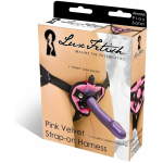 Lux Fetish Velvet Strap On Harness Pink O/S - Image 2