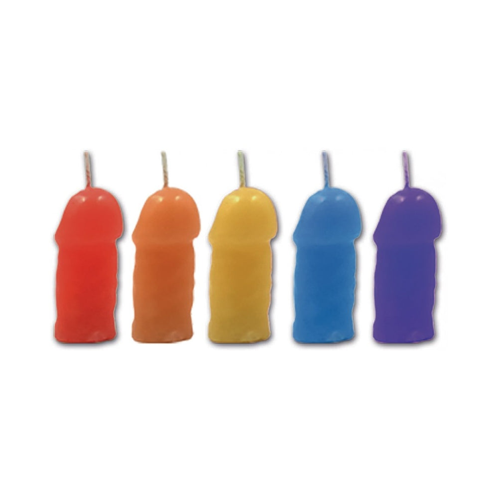 Rainbow Pecker Party Candles 5 Pack Assorted Colors