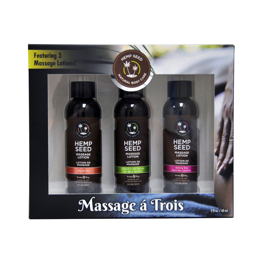 Earthly Body Gift Set Massage A Trois Includes: 2oz Isle Of You Massage Lotion, 2oz Skinny Dip Massa