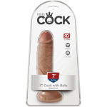 King Cock 7 inches Cock with Balls Tan Dildo - Image 3